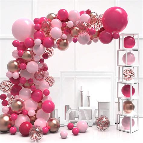 Hot Pink Balloon Arch Garland Kit104 Pcs Hot Pink Rose Gold Balloons