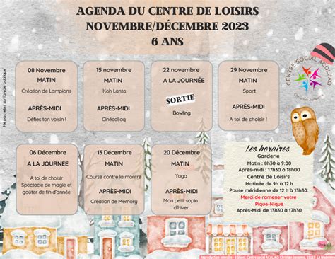 Planning Mercredi Nov D C Ans Centre Social