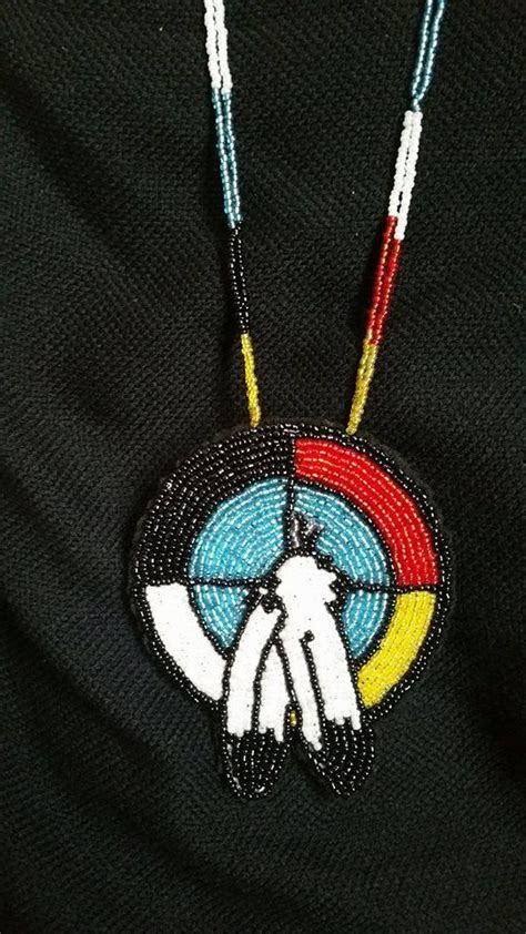 Native American Beaded Medicine Wheel Symbol Tribal Rosette Medallion Shield Native American