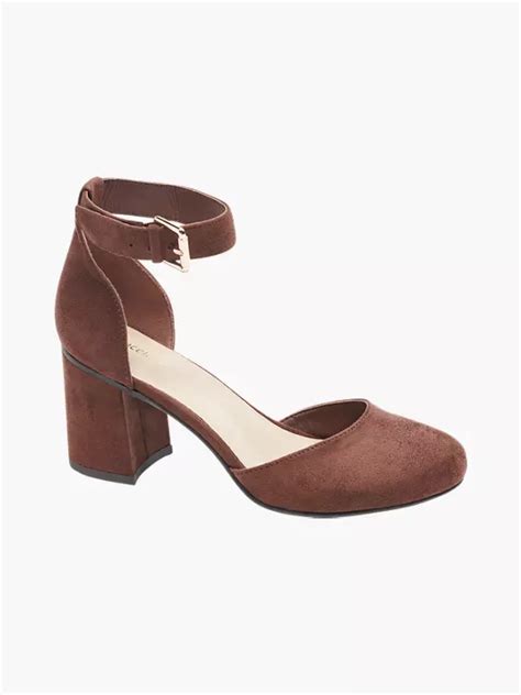 Graceland Brown Buckle Block High Heel In Cognac Deichmann