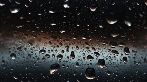 Gotas De Lluvia En Una Ventana Con Un Fondo Oscuro Foto Premium