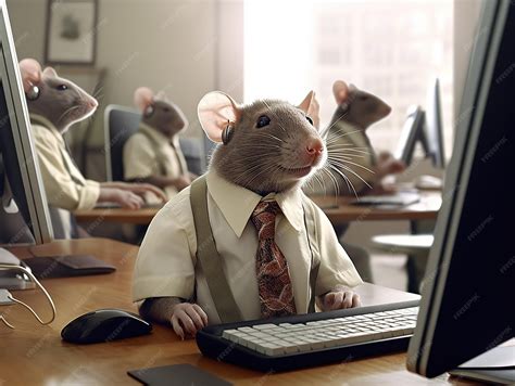 Premium Photo | Rats working on wall street office rat race design ai