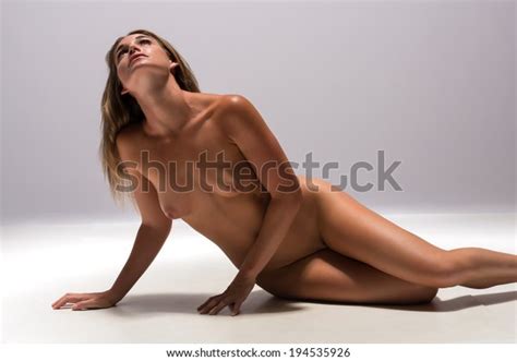 Beautiful Sunburned Brunette Nude On Gray Stock Photo Shutterstock