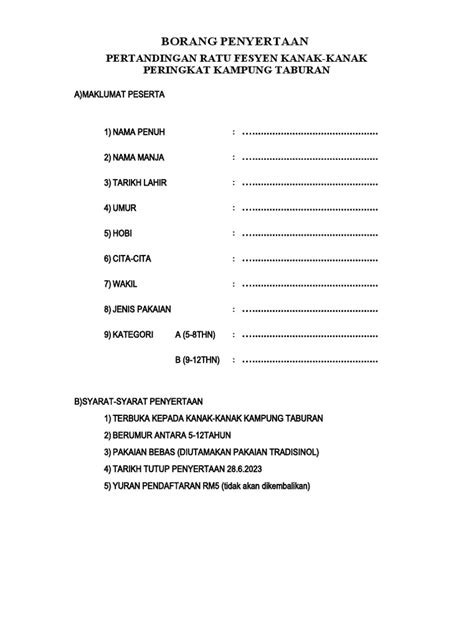 Borang Penyertaan Pdf
