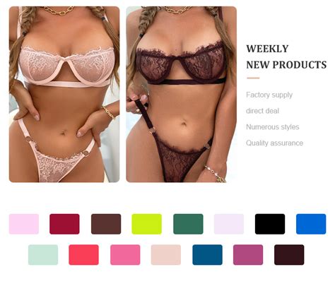 Wholesale Women Two Piece Bow Decor Shaping Sexy Lingerie Panties Lace Bra Underwear Sets Sexy