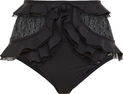 Zimmermann Point D Esprit Paneled Ruffled High Rise Bikini Briefs Shopstyle Swimwear
