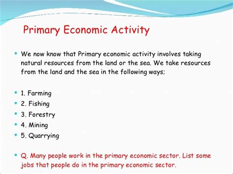 Primary Economic Activity Classroomcobalt