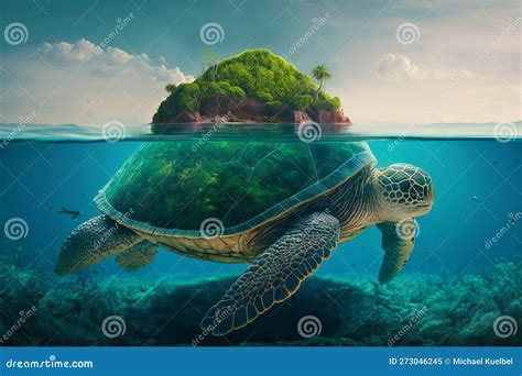 Majestic Sea Turtle Swimming Among Coral Reefs Royalty Free Stock Image