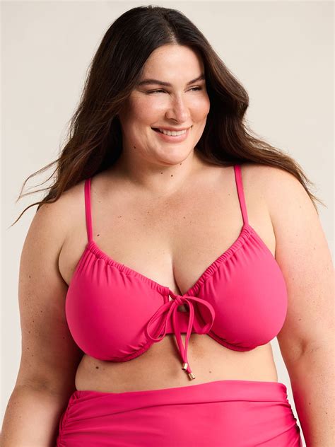 Time And Tru Women S And Women S Plus Tie Front Underwire Bikini Top Sizes S X Walmart