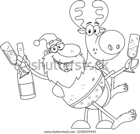 Outlined Drunk Naked Santa Claus Reindeer Stock Illustration 2228509443 Shutterstock