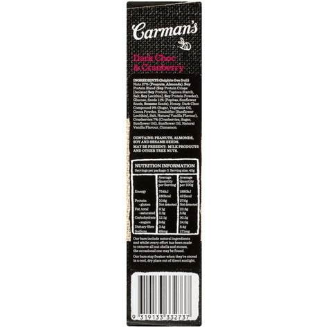 Carman S Dark Choc Cranberry Protein Bars G Big W