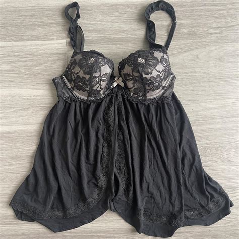 Black Lace Baby Doll Lingerie Top Could Also Be A Depop