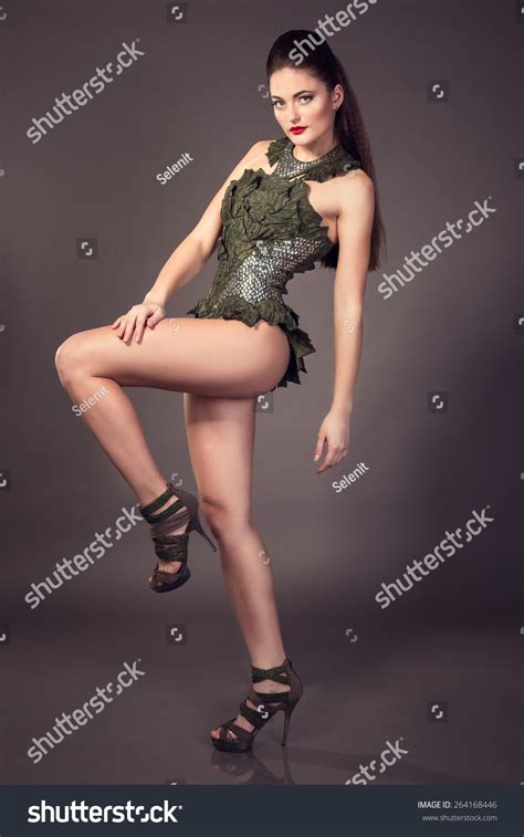 Fashionable Beautiful Brunette Woman Posing Studio Stock Photo Shutterstock