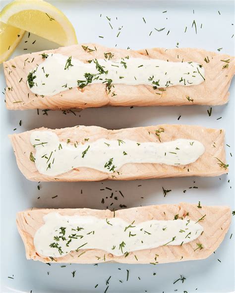 Chilled Poached Salmon With Creamy Dill Sauce Recipe Bite Me More