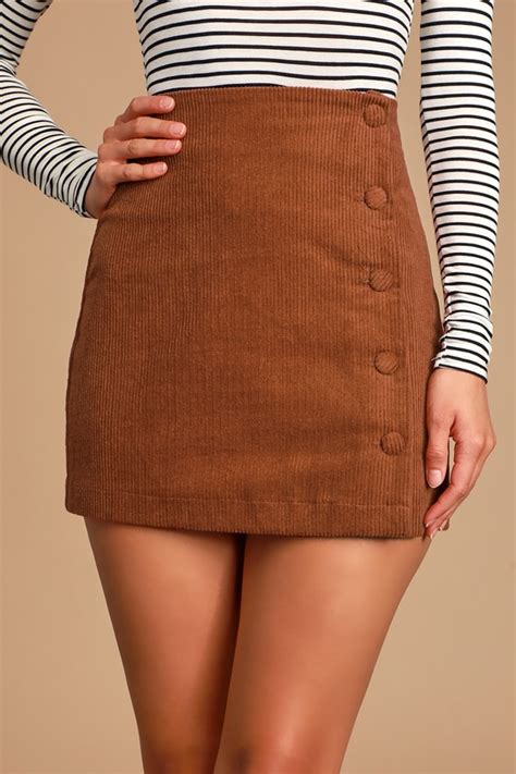 Rust Brown Corduroy Skirt Button Front Skirt A Line Skirt Lulus