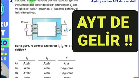 AYT DE GELİRTRANSFORMATÖR SORU ÇÖZÜMÜ aytfizikfulltekrar YouTube