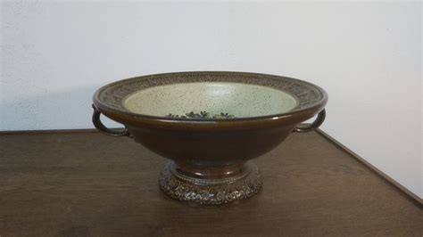 Стилна стара керамична фруктиера с рисунка Цветя с. Горни Богров • OLX.bg