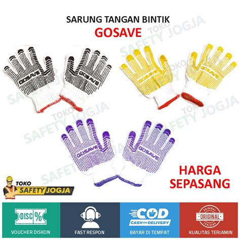 Jual Sarung Tangan Bintik Benang Karet Katun Polkadot Bangunan Safety