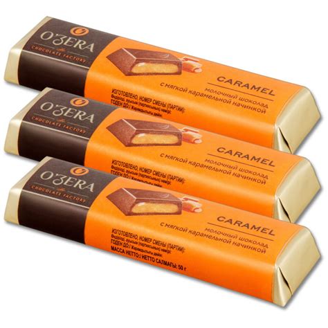 Шоколадный батончик Озера Caramel с карамелью, 50 г, 3 шт. - купить с ...