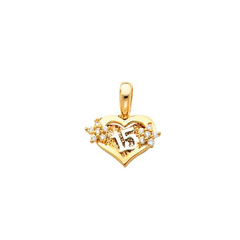 Buy 14K Gold 15 Years Birthday Quinceanera Cz Charm Pendant Online ...