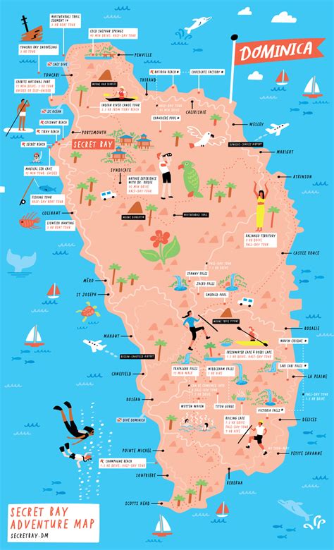 illustrated caribbean map  dominica  nate padavick nate padavick illustrated map map