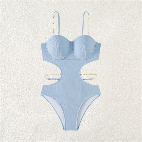 Aunvito Elegant Swimsuit For Women Fashion Comfortable Solid Bikini Women S Sexy Plain