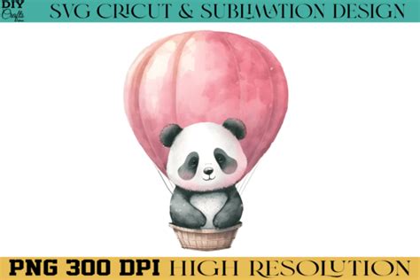 Panda With Hot Air Balloon Png Design Graphic By Diy Crafts Ideas Creative Fabrica