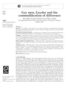 Fillable Online Usir Salford Ac Gay Men Gaydar And The Commodification