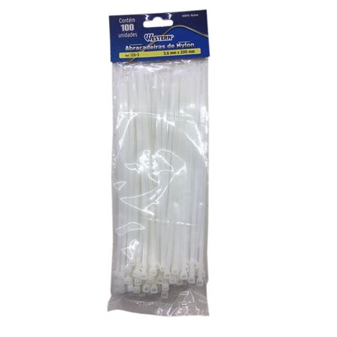 Abraçadeira Nylon Enforca Gato 3 6 X 250 Mm Branco 100 Unidades no