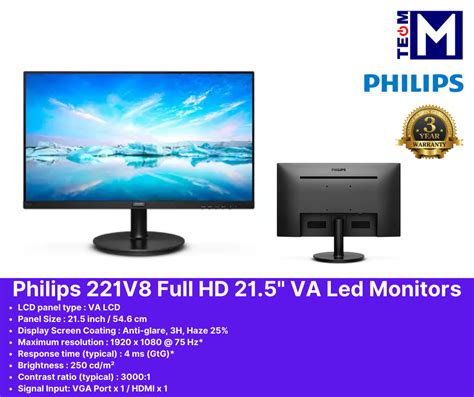 Philips 221v8 Full Hd 21 5 Led Va Monitor 75hz 4ms Flicker Free