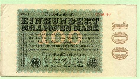 Deutsches Reich Millionen Mark Verschnitt Banknote Ist Mm