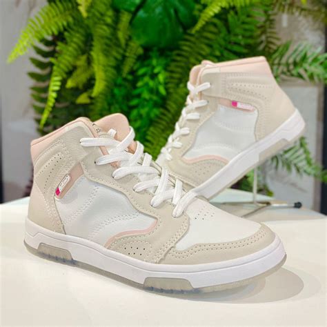 T Nis Feminino Casual Kolosh Cano Alto Branco Nude C Scalcados