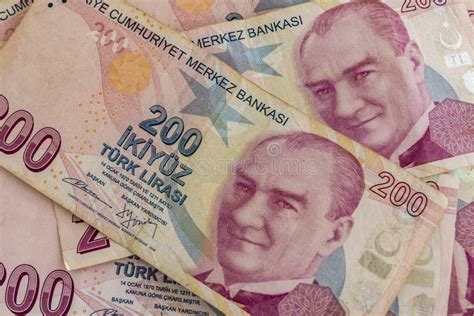 Two Hundred Turkish Lira Banknotes In Circulation Stock Image Image