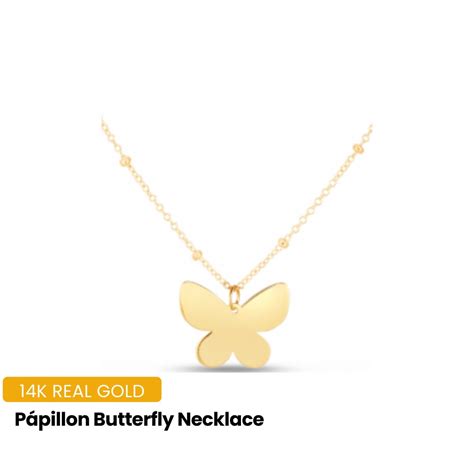 14k Pápillon Butterfly Necklace Dainty Gold Necklace Everyday