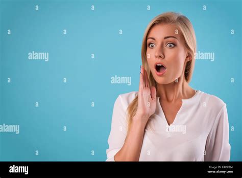 Lovely Blonde Wearing White Blouse Stock Photo Alamy