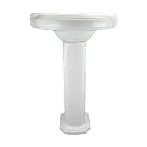 Portsmouth 22 Corner Pedestal Combo Bathroom Sink in White with Overflow Item#19358