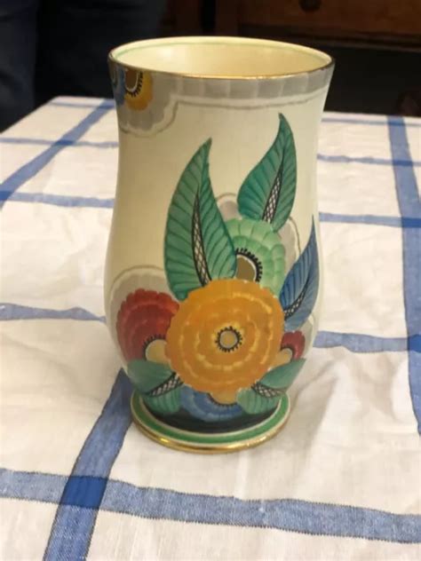 Art Deco Crown Devon Fieldings Floral Patterned Vase Excellent