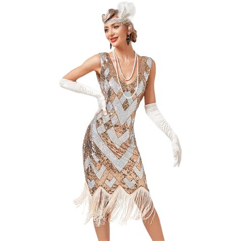 IDOPIP Womens 1920s Flapper Dress Vintage Gatsby Sequins Fringe Dress