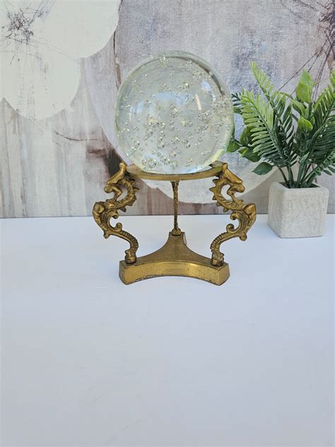 Vintage Brass Orb Stand Orb Holder Display Brass Sphere Etsy