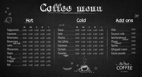 Coffee Menu Template Drinks Menu Cafe Menu Instant - Etsy Canada