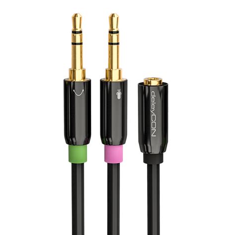 deleyCON Audio Splitter Kabel Y Klinken Adapter Kabel Kopfhörer