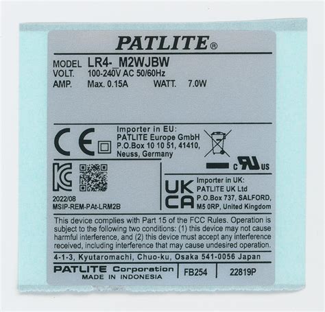 LED Signal Tower: (4) tiers, red/amber/green/blue, 100-240 VAC (PN# LR4 ...