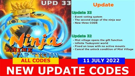 New Update Codes Event X All Codes Anime Ninja War Tycoon Roblox