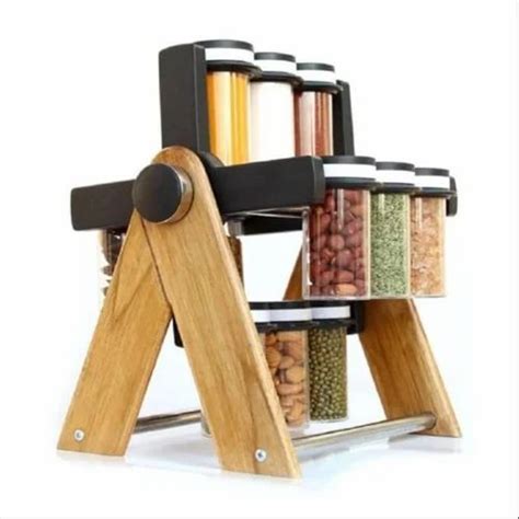 Plastic Revolving Rotating Wooden Wheel 12 Spice Rack Sizedimensions