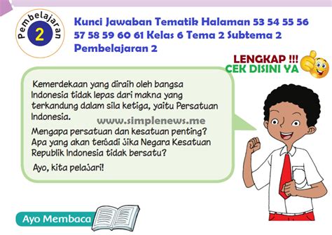 LENGKAP Kunci Jawaban Tematik Halaman 53 54 55 56 57 58 59 60 61