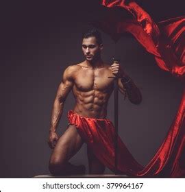 Artistic Image Naked Muscular Man Red Stock Photo Shutterstock