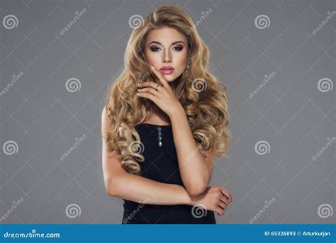 Portrait Of Sensual Blonde Woman With Long Curly Hair Beauty Photo Stock Image Image Of