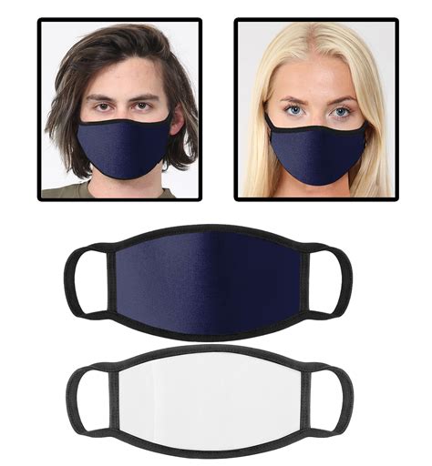 Navy Cotton Face Covering With Filter Pocket