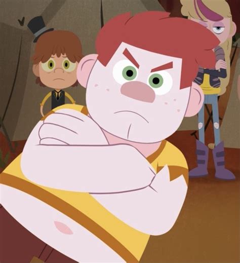 Nurf, from the animated series “camp camp” standing with his arms ...