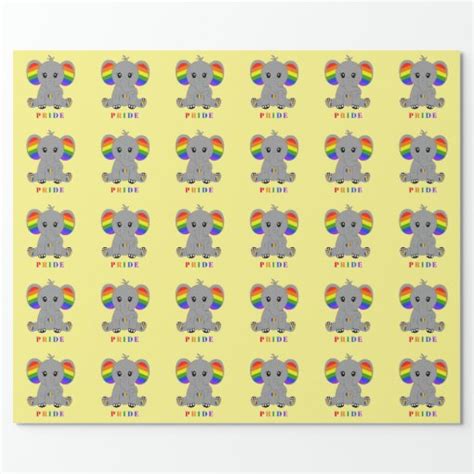 Lgbtq Gay Pride Cute Elephant With Rainbow Flag Wrapping Paper Zazzle